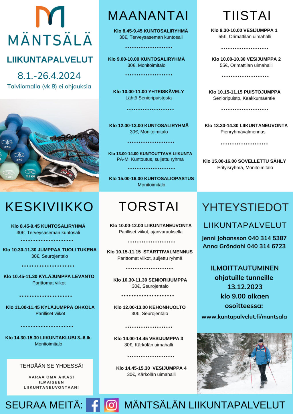 ihminen hiihtää, jumppavälineitä